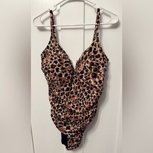 Time and Tru Leopard Print One Piece Swimsuit